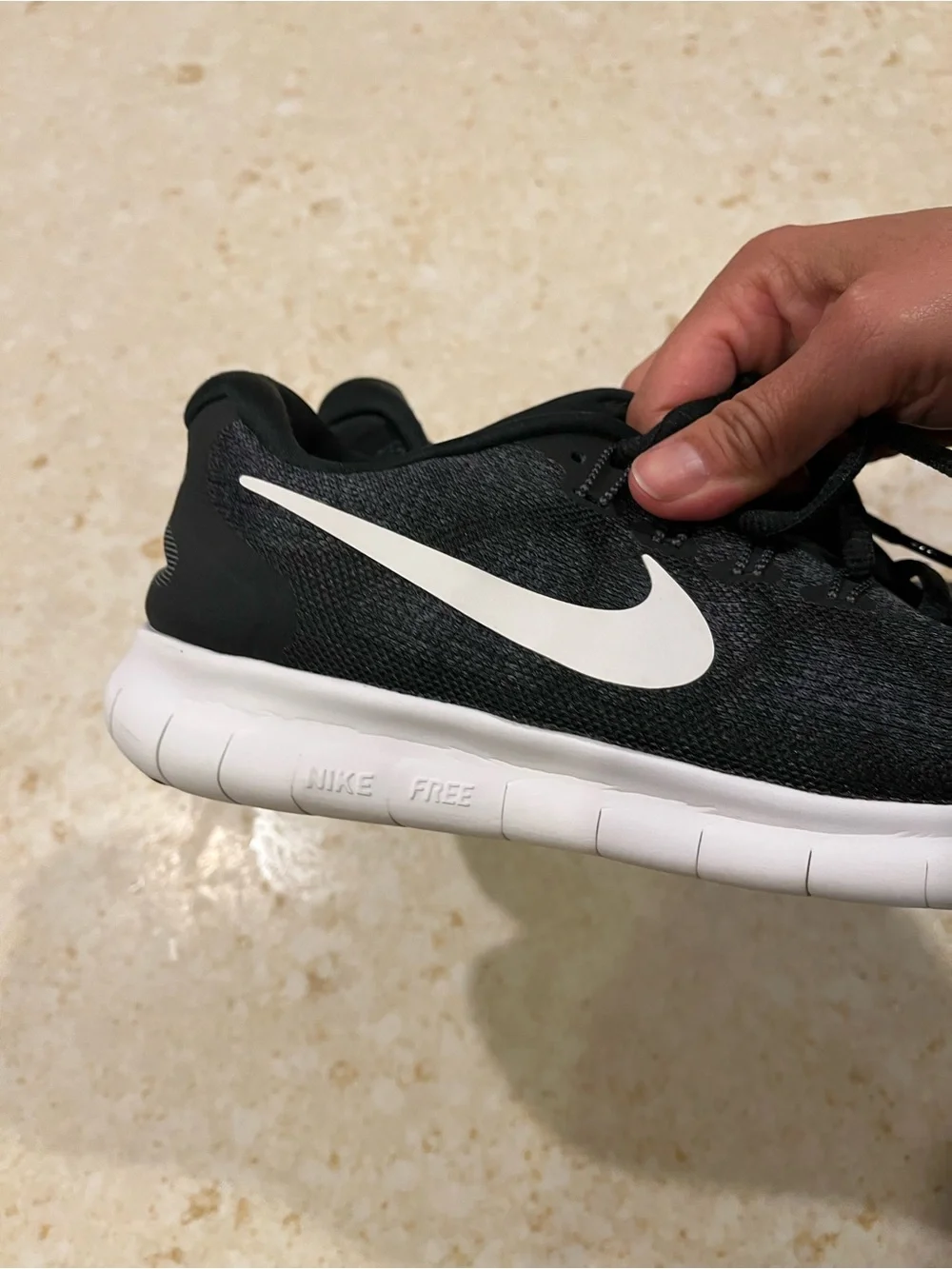 Nike  free women Black/White Running Shoes with White Swoosh.